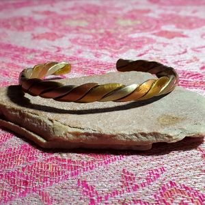 Tricolor Metal Twisted, Hand-Wrought Cuff Bracelet
